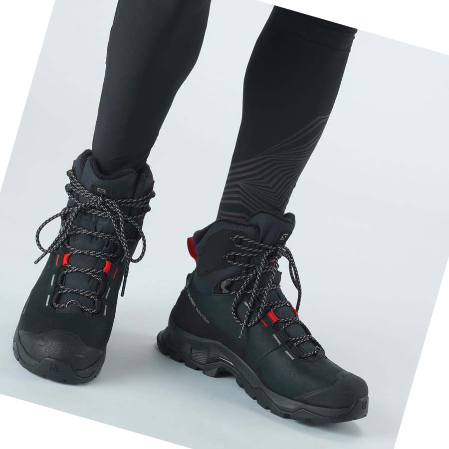 Botas de Invierno Salomon QUEST WINTER THINSULATE™ CLIMASALOMON™ WATERPROOF Hombre Negros | MX 3381MQZ